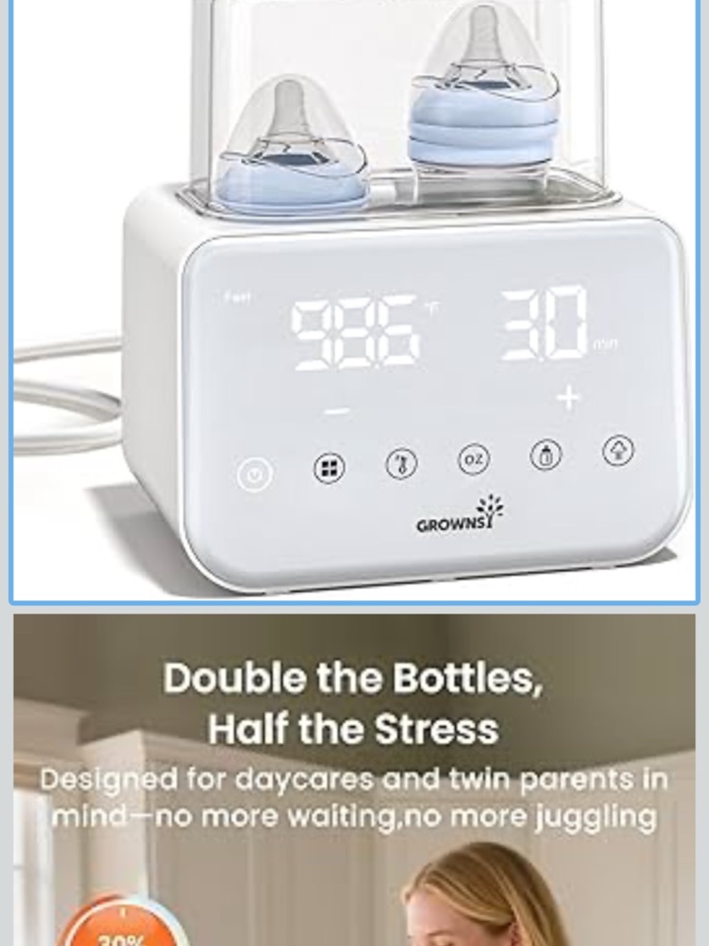 Grownsy Double  Electric Baby Bottle Warmer